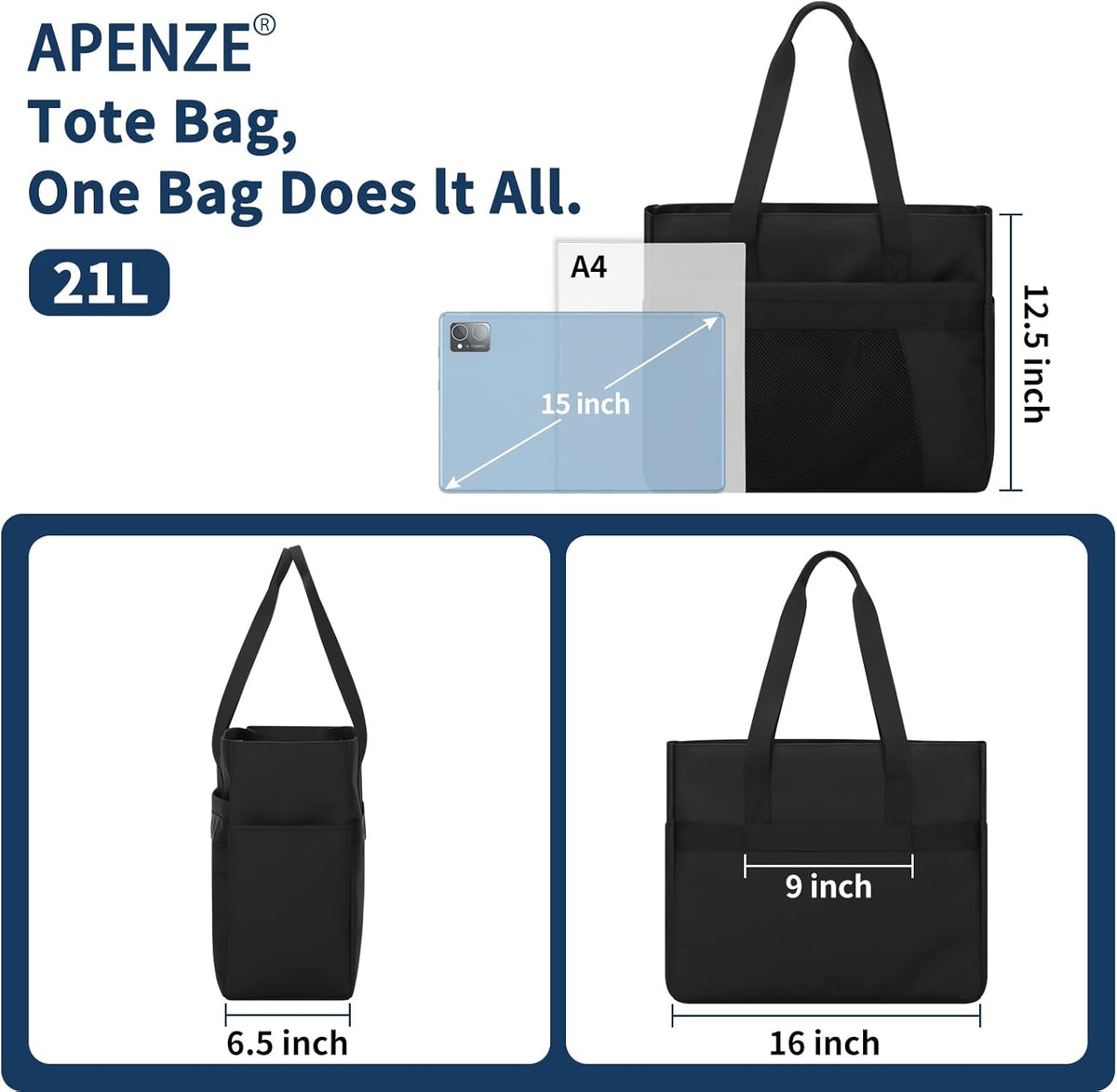 Tote Bag for Women,Work Tote Bags with Cup Holder & Laptop Compartment,Zipper Tote for Travel Gym