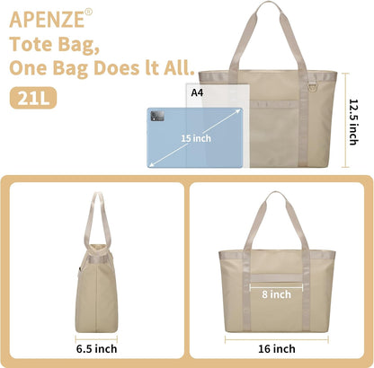 Tote Bag for Women,Work Tote Bags with Cup Holder & Laptop Compartment,Zipper Tote for Travel Gym