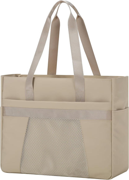 Tote Bag for Women,Work Tote Bags with Cup Holder & Laptop Compartment,Zipper Tote for Travel Gym