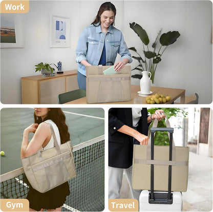 Tote Bag for Women,Work Tote Bags with Cup Holder & Laptop Compartment,Zipper Tote for Travel Gym