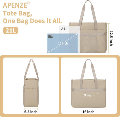 Tote Bag for Women,Work Tote Bags with Cup Holder & Laptop Compartment,Zipper Tote for Travel Gym