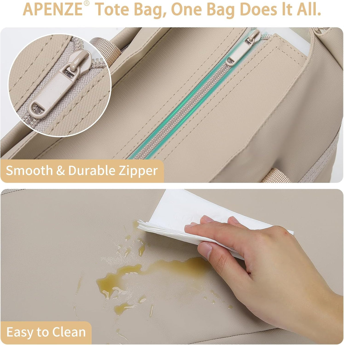 Tote Bag for Women,Work Tote Bags with Cup Holder & Laptop Compartment,Zipper Tote for Travel Gym