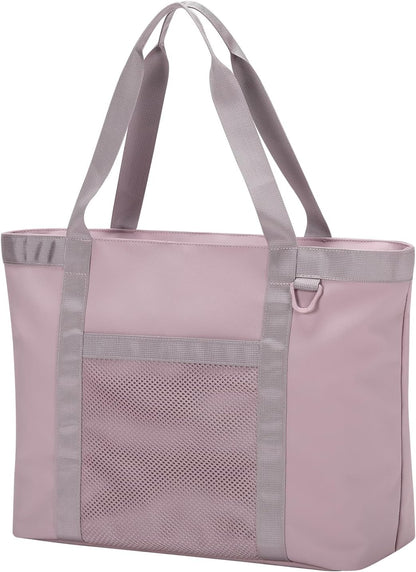 Tote Bag for Women,Work Tote Bags with Cup Holder & Laptop Compartment,Zipper Tote for Travel Gym