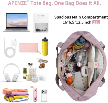 Tote Bag for Women,Work Tote Bags with Cup Holder & Laptop Compartment,Zipper Tote for Travel Gym