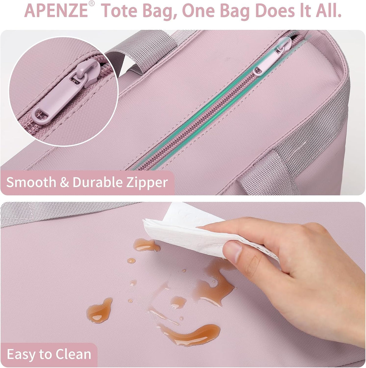 Tote Bag for Women,Work Tote Bags with Cup Holder & Laptop Compartment,Zipper Tote for Travel Gym