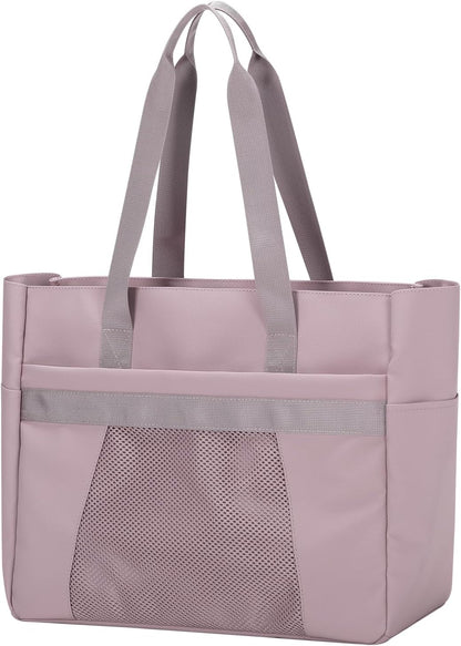 Tote Bag for Women,Work Tote Bags with Cup Holder & Laptop Compartment,Zipper Tote for Travel Gym
