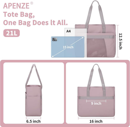 Tote Bag for Women,Work Tote Bags with Cup Holder & Laptop Compartment,Zipper Tote for Travel Gym