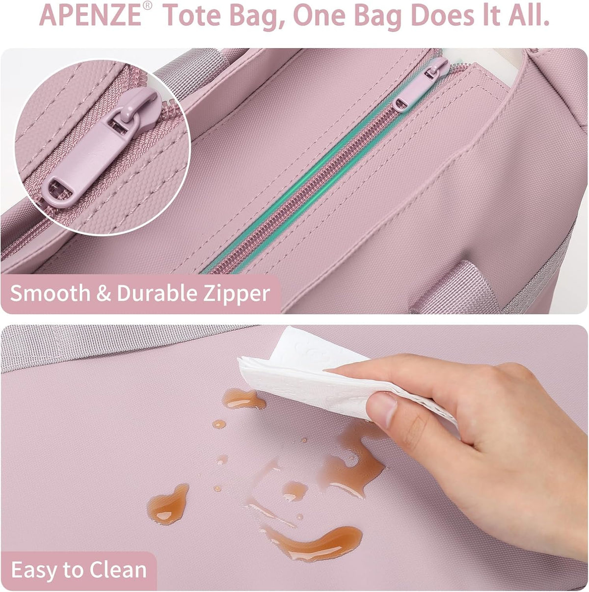 Tote Bag for Women,Work Tote Bags with Cup Holder & Laptop Compartment,Zipper Tote for Travel Gym