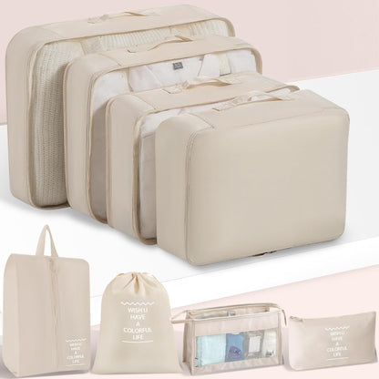 Packing Cubes 8 Set Travel Essentials for Carry on Luggage Organizers Bag Packing Cubes for Suitcases Travel Accessories (Beige)