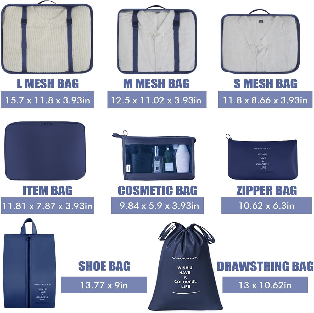 Packing Cubes 8 Set Travel Essentials for Carry on Luggage Organizers Bag Packing Cubes for Suitcases Travel Accessories (Beige)