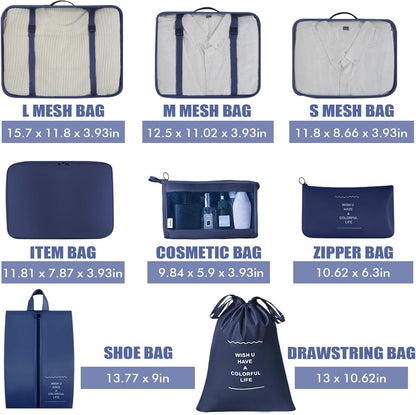 Packing Cubes 8 Set Travel Essentials for Carry on Luggage Organizers Bag Packing Cubes for Suitcases Travel Accessories (Beige)