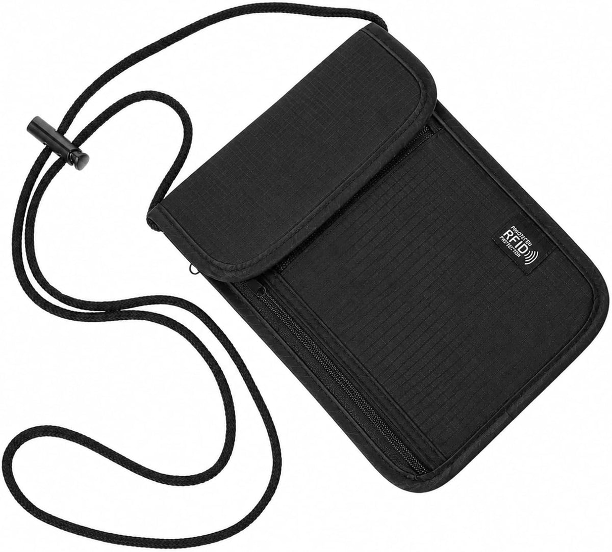 1 Pc Travel Neck Wallet, 5.5" L X 7.9" Black Rfid Blocking Passport Holder, Resistant Neck Pouch Travels Passport Wallet For Travel Women Men