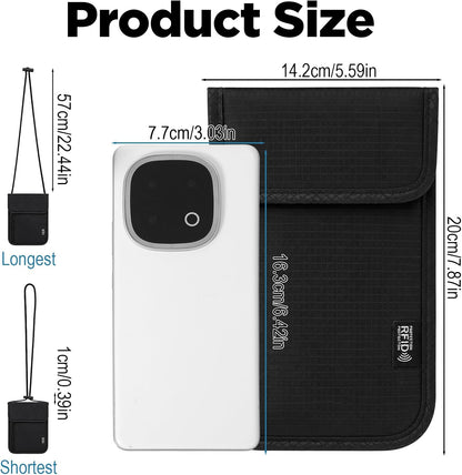 1 Pc Travel Neck Wallet, 5.5" L X 7.9" Black Rfid Blocking Passport Holder, Resistant Neck Pouch Travels Passport Wallet For Travel Women Men