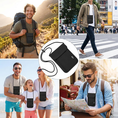 1 Pc Travel Neck Wallet, 5.5" L X 7.9" Black Rfid Blocking Passport Holder, Resistant Neck Pouch Travels Passport Wallet For Travel Women Men