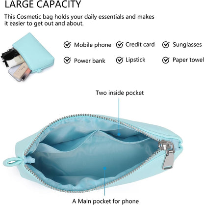 Mini Nylon Travel Toiletry Bag for Women, Water-Resistant Small Makeup Bag Organizer with 2 Dividers, Lightweight Cosmetic Pouch for Purse and Gym (Nylon/Black) - Colors B
