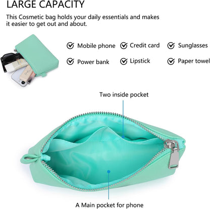 Mini Nylon Travel Toiletry Bag for Women, Water-Resistant Small Makeup Bag Organizer with 2 Dividers, Lightweight Cosmetic Pouch for Purse and Gym (Nylon/Black) - Colors B