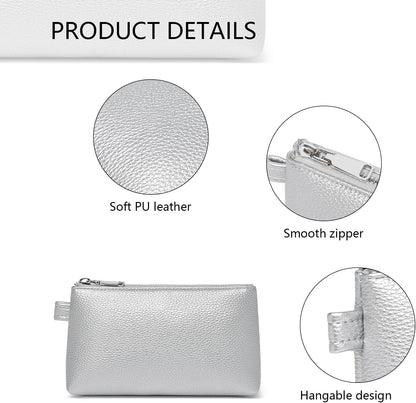 Mini Nylon Travel Toiletry Bag for Women, Water-Resistant Small Makeup Bag Organizer with 2 Dividers, Lightweight Cosmetic Pouch for Purse and Gym (Nylon/Black) - Colors B