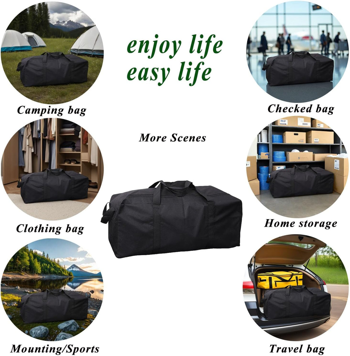 102L Extra Large Duffle Bag with Side Zipper, Heavy Duty 600D Waterproof Moving Bag for Travel & Camping, Foldable Cargo Luggage for Sports Gear with Lockable Zippers(102L)