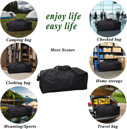 102L Extra Large Duffle Bag with Side Zipper, Heavy Duty 600D Waterproof Moving Bag for Travel & Camping, Foldable Cargo Luggage for Sports Gear with Lockable Zippers(102L)