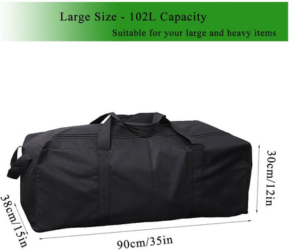 102L Extra Large Duffle Bag with Side Zipper, Heavy Duty 600D Waterproof Moving Bag for Travel & Camping, Foldable Cargo Luggage for Sports Gear with Lockable Zippers(102L)