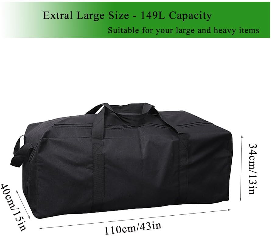 102L Extra Large Duffle Bag with Side Zipper, Heavy Duty 600D Waterproof Moving Bag for Travel & Camping, Foldable Cargo Luggage for Sports Gear with Lockable Zippers(102L)