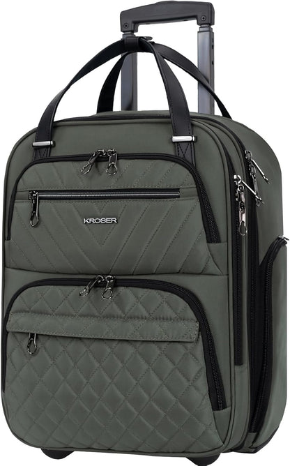 Carry On Underseat Multi-functional, 16-inch Underseater Lightweight Overnight Suitcase for Women, Navy