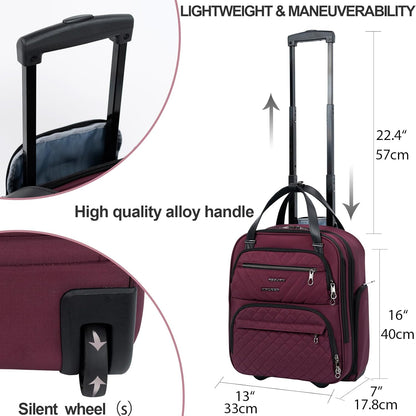 Carry On Underseat Multi-functional, 16-inch Underseater Lightweight Overnight Suitcase for Women, Navy