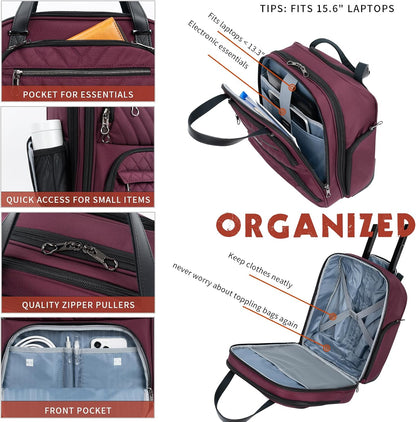 Carry On Underseat Multi-functional, 16-inch Underseater Lightweight Overnight Suitcase for Women, Navy