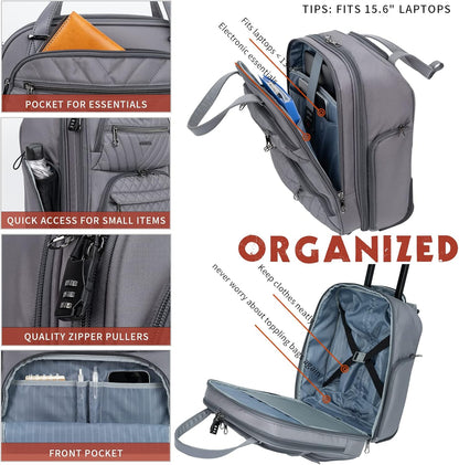 Carry On Underseat Multi-functional, 16-inch Underseater Lightweight Overnight Suitcase for Women, Navy