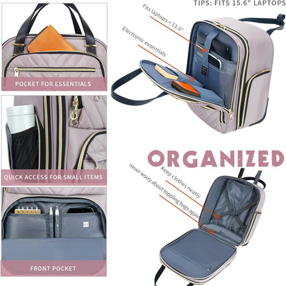 Carry On Underseat Multi-functional, 16-inch Underseater Lightweight Overnight Suitcase for Women, Navy