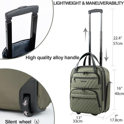 Carry On Underseat Multi-functional, 16-inch Underseater Lightweight Overnight Suitcase for Women, Navy