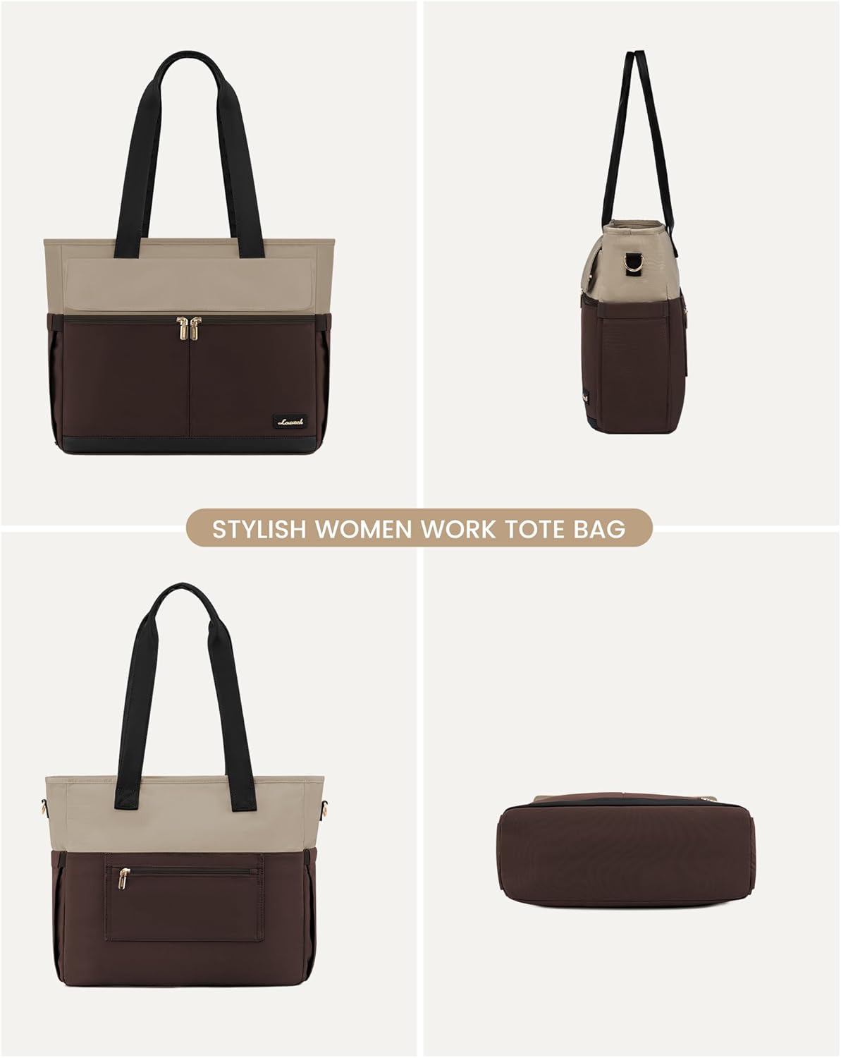 Laptop Tote Bag for Women – 15.6" Roomy Work Bag with Large Inside Cup Pocket, Multiple Pockets for Teacher Nurse, Large Capacity Carry on Travel, Computer Purse Handbag for Office College
