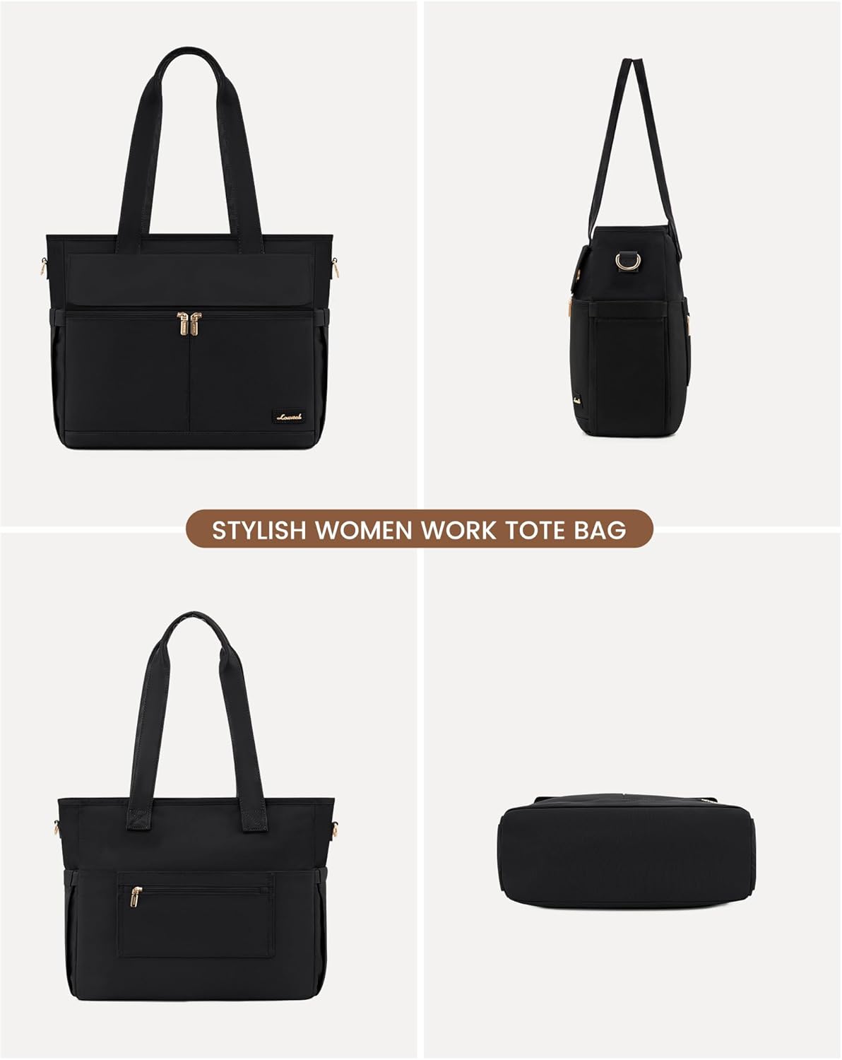 Laptop Tote Bag for Women – 15.6" Roomy Work Bag with Large Inside Cup Pocket, Multiple Pockets for Teacher Nurse, Large Capacity Carry on Travel, Computer Purse Handbag for Office College