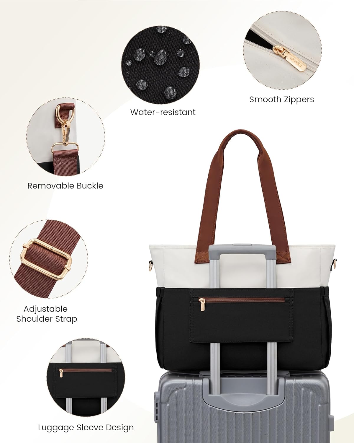 Laptop Tote Bag for Women – 15.6" Roomy Work Bag with Large Inside Cup Pocket, Multiple Pockets for Teacher Nurse, Large Capacity Carry on Travel, Computer Purse Handbag for Office College