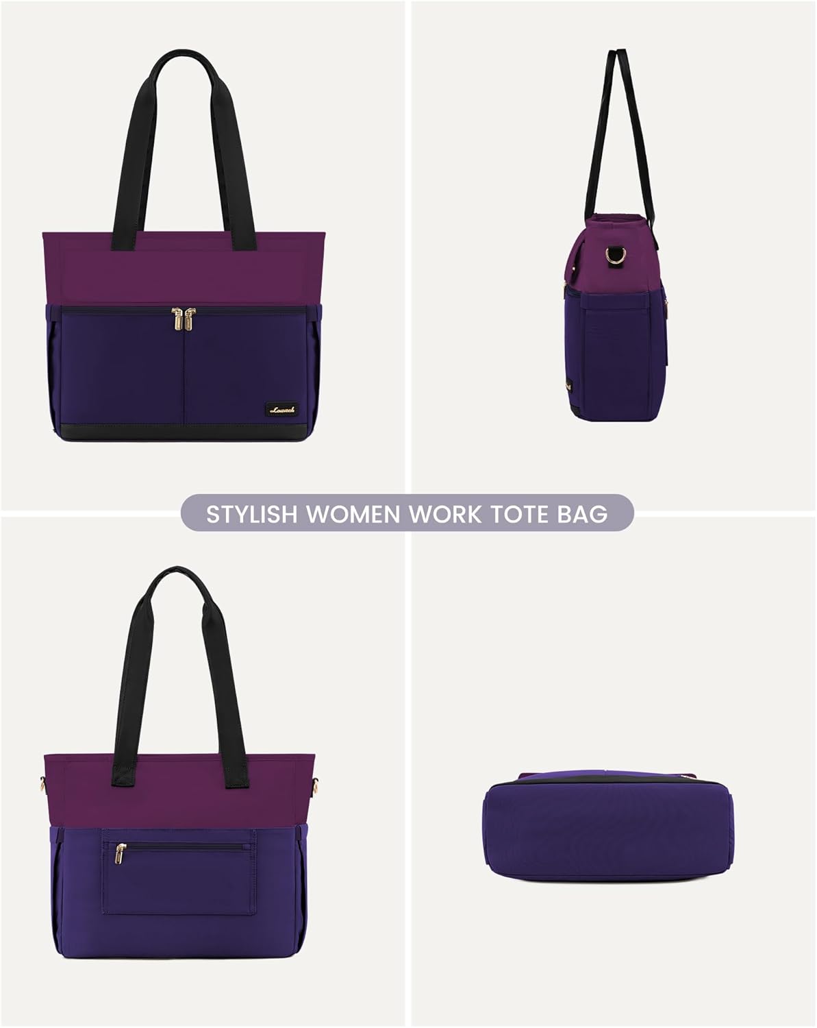 Laptop Tote Bag for Women – 15.6" Roomy Work Bag with Large Inside Cup Pocket, Multiple Pockets for Teacher Nurse, Large Capacity Carry on Travel, Computer Purse Handbag for Office College