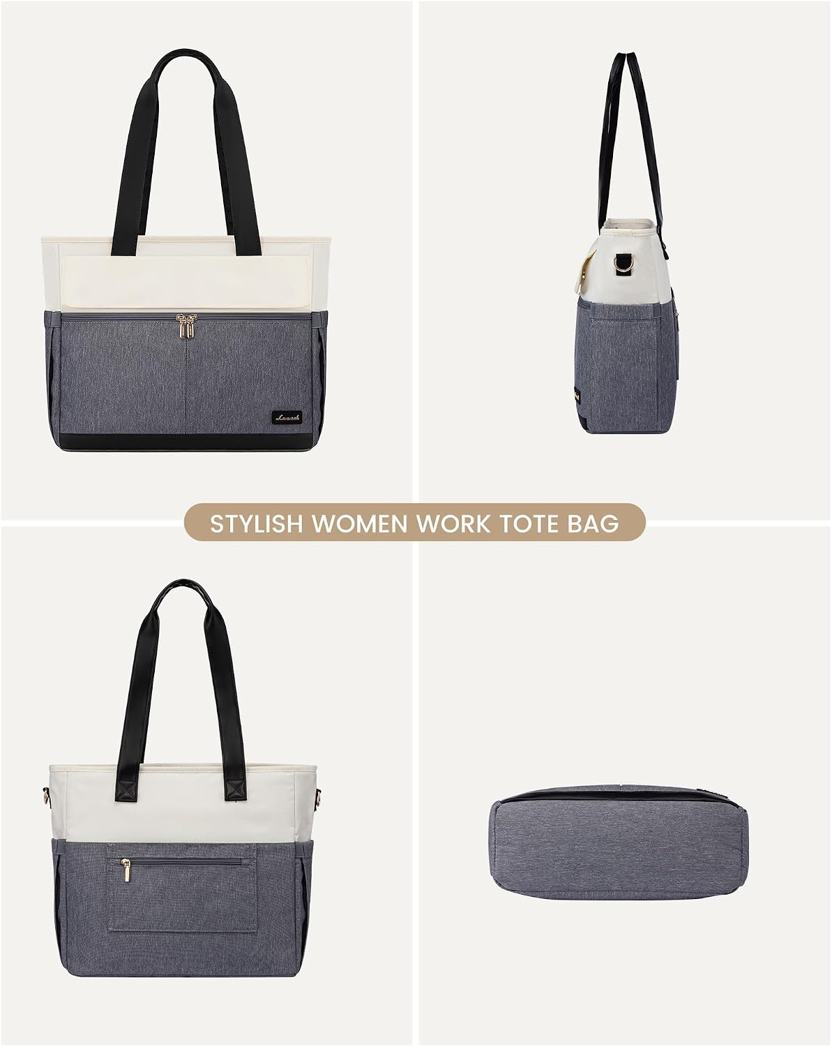 Laptop Tote Bag for Women – 15.6" Roomy Work Bag with Large Inside Cup Pocket, Multiple Pockets for Teacher Nurse, Large Capacity Carry on Travel, Computer Purse Handbag for Office College