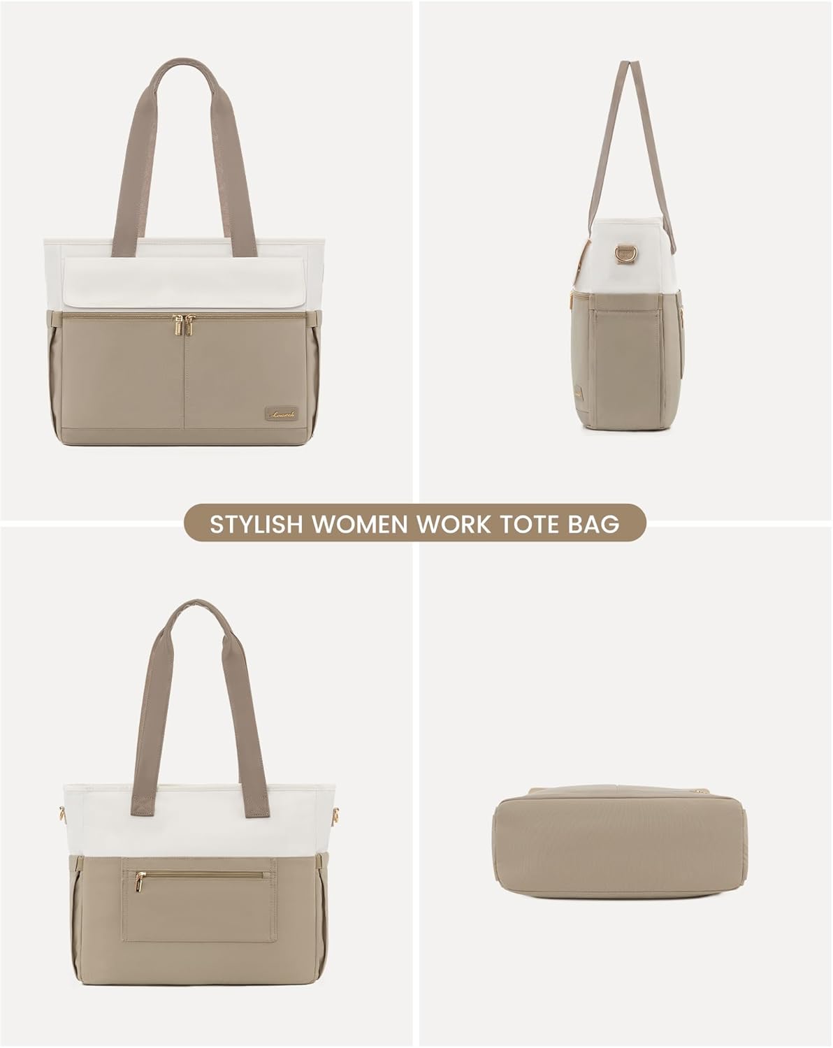 Laptop Tote Bag for Women – 15.6" Roomy Work Bag with Large Inside Cup Pocket, Multiple Pockets for Teacher Nurse, Large Capacity Carry on Travel, Computer Purse Handbag for Office College