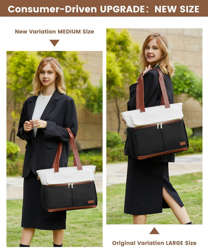 Laptop Tote Bag for Women – 15.6" Roomy Work Bag with Large Inside Cup Pocket, Multiple Pockets for Teacher Nurse, Large Capacity Carry on Travel, Computer Purse Handbag for Office College