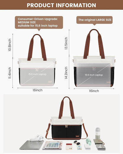 Laptop Tote Bag for Women – 15.6" Roomy Work Bag with Large Inside Cup Pocket, Multiple Pockets for Teacher Nurse, Large Capacity Carry on Travel, Computer Purse Handbag for Office College