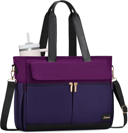 Laptop Tote Bag for Women – 15.6" Roomy Work Bag with Large Inside Cup Pocket, Multiple Pockets for Teacher Nurse, Large Capacity Carry on Travel, Computer Purse Handbag for Office College