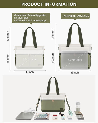 Laptop Tote Bag for Women – 15.6" Roomy Work Bag with Large Inside Cup Pocket, Multiple Pockets for Teacher Nurse, Large Capacity Carry on Travel, Computer Purse Handbag for Office College