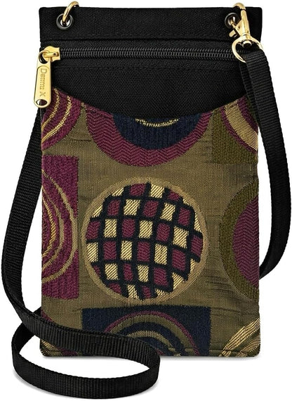 . Women's Tapestry Crossbody Cell Phone or Passport Purse, Handmade in USA | Cell Phone