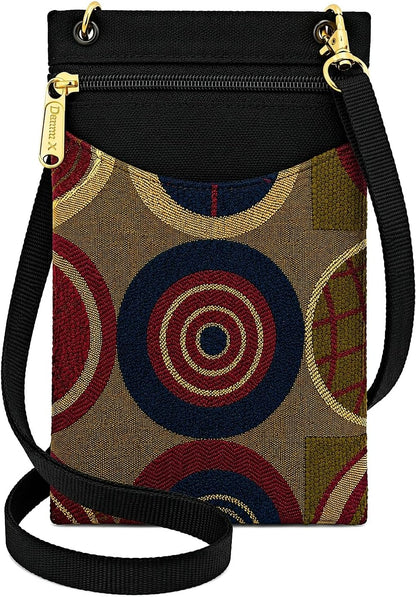 . Women's Tapestry Crossbody Cell Phone or Passport Purse, Handmade in USA | Cell Phone