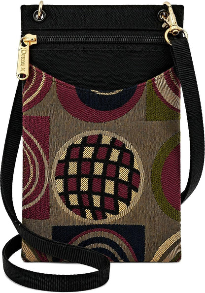 . Women's Tapestry Crossbody Cell Phone or Passport Purse, Handmade in USA | Cell Phone