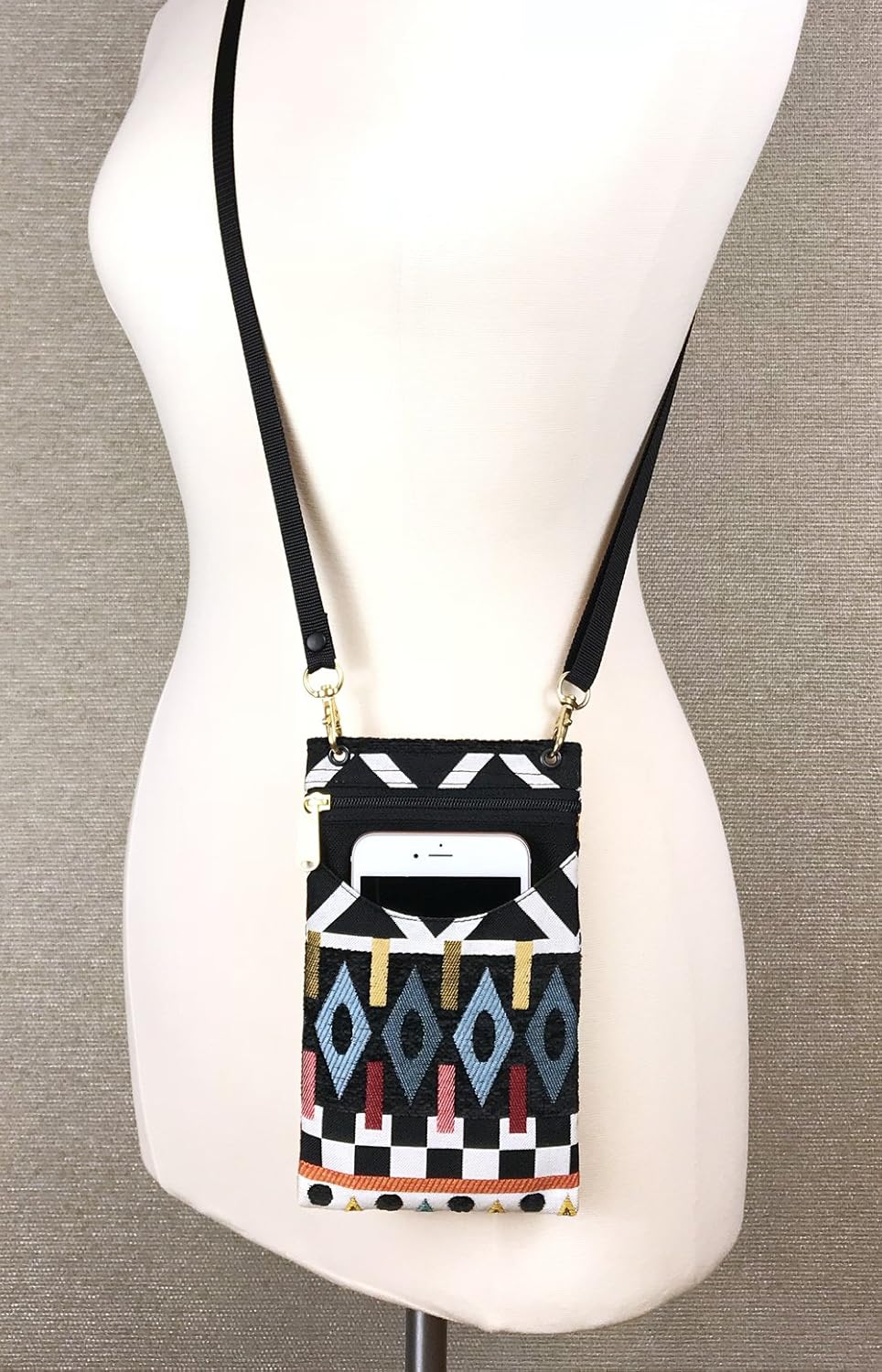 . Women's Tapestry Crossbody Cell Phone or Passport Purse, Handmade in USA | Cell Phone