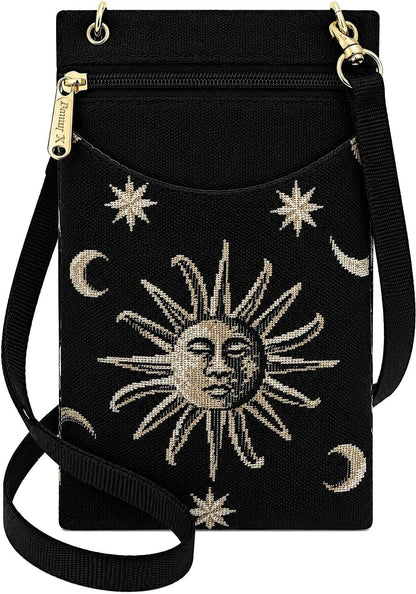 . Women's Tapestry Crossbody Cell Phone or Passport Purse, Handmade in USA | Cell Phone