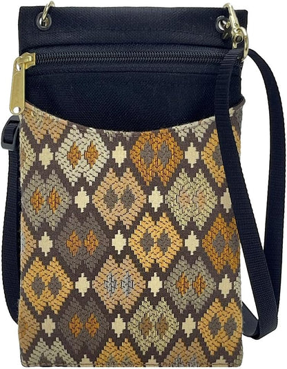 . Women's Tapestry Crossbody Cell Phone or Passport Purse, Handmade in USA | Cell Phone