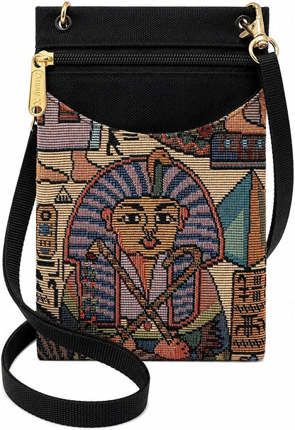 . Women's Tapestry Crossbody Cell Phone or Passport Purse, Handmade in USA | Cell Phone