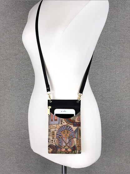 . Women's Tapestry Crossbody Cell Phone or Passport Purse, Handmade in USA | Cell Phone