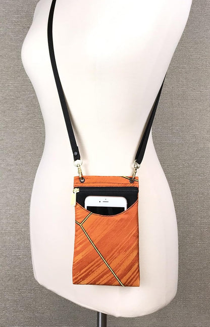 . Women's Tapestry Crossbody Cell Phone or Passport Purse, Handmade in USA | Cell Phone